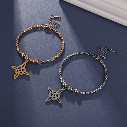 Mode Edelstahl Hexenknoten Armband Für Damen Gold Silber Plattiert Keltischer Knoten Verstellbare Verlängerungskette Schmuck