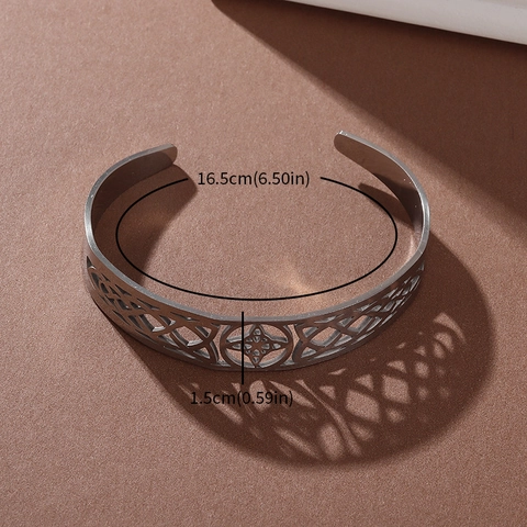 Vintage Stainless Steel Witch Knot Cuff Bracelet For Women Celtic Knot Hollow Geometric Adjustable Bangle Retro Jewelry Gift