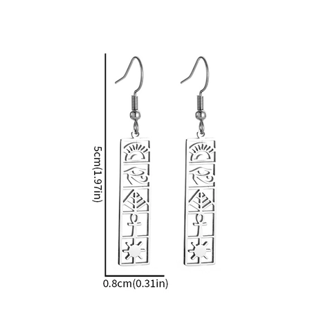 Stainless Steel Eye Of Horus Drop Earrings Vintage Hollow Egyptian Ankh Cross Geometric Dangle Earrings For Women Jewelry