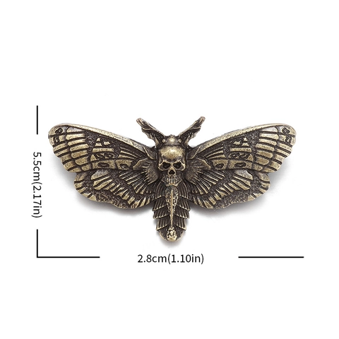 Vintage Gothic Skull Moth Brooch Alloy Metal Insect Pin For Halloween Party Unisex Jewelry Antique Color Accessory