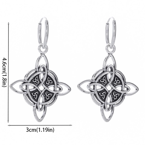 Vintage Legierung Keltischer Knoten Hexenknoten Ohrhänger Mit 925 Sterlingsilber Ohrstecker-Stift Geometrischer Schmuck Damen