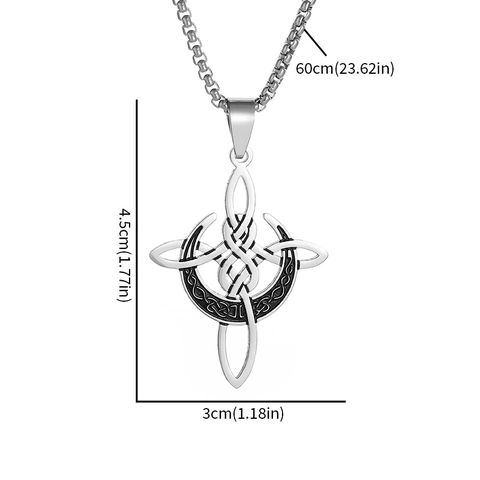 Halskette Aus Edelstahl Mit Keltischem Knoten Und Halbmond Anhänger Vintage Gothic Hexenknoten Ethnisch Schmuck Für Herren Damen