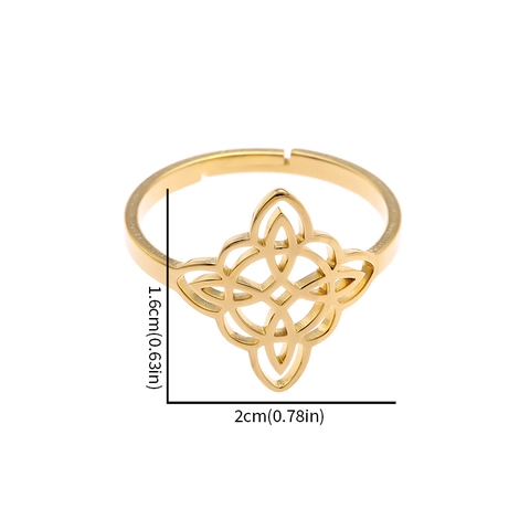 Stainless Steel Celtic Witch Knot Adjustable Ring Geometric Hollow Open Band Vintage Gothic Ring Jewelry For Women Men