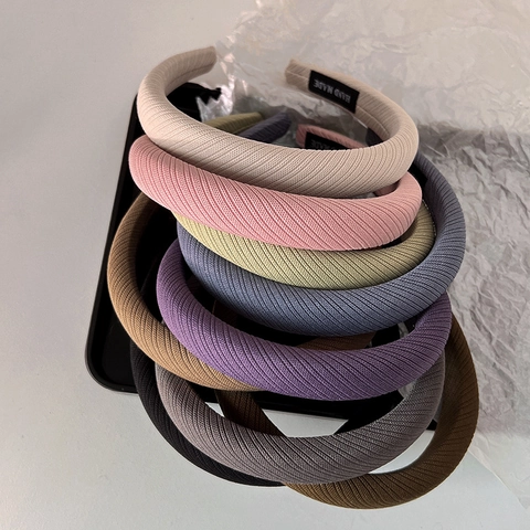 Einfarbig Köper Stoff Gepolstert Stirnband Für Damen High Top Verdickt Schwamm Haarband Einfache Mode Haarschmuck