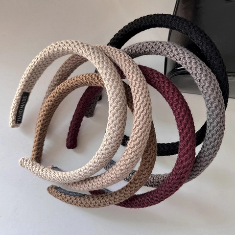 Handgefertigter Haarreif Aus Strickstoff Für Damen Französisch Minimalistisch Hoher Schwamm Haarreif Einfarbig Mode Haarschmuck