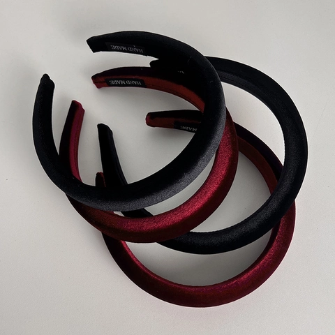 Cerchietto Imbottito in Velluto Rosso Vino Vintage Stile Hepburn Francese Donna Nero Spugna Ispessita Fascia per Capelli Elegante