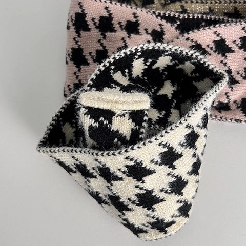 Vintage Houndstooth Knitted Headband For Women Winter Warm Twist Knot Hair Band Retro French Style Knitting Woolen Yarn Headwear