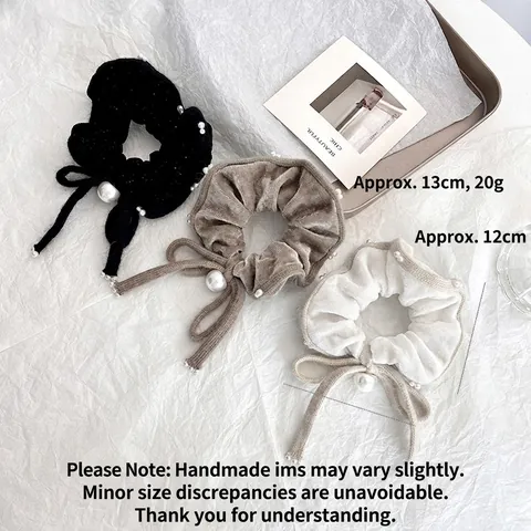 Chouchous Vintage En Velours Avec Nœud Pour Femmes Doux Élastiques À Cheveux Avec Imitation Künstliche Perle Accessoires Cheveux