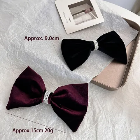 Vintage Velluto Grande Fiocco Fermaglio Per Capelli Con Künstliche Perle Elegante Francese Clip A Molla Accessorio Per Matrimonio Donna