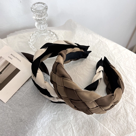 Cerchietto Vintage da Donna Intrecciato a Mano in Tessuto Largo a Spirale Elegante Accessorio per Capelli Quotidiano