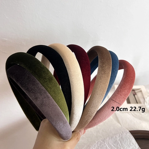 Cerchietto Vintage Imbottito in Velluto Tinta Unita Ampio Spesso Fascia per Capelli Donna Accessori per Capelli Quotidiani