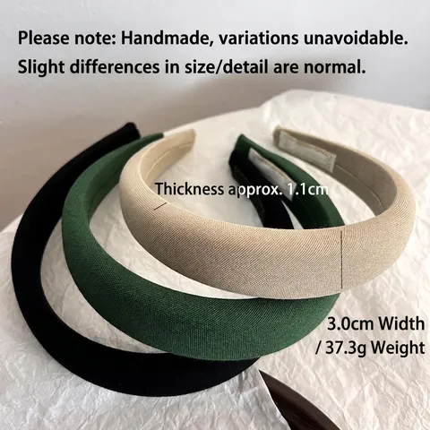 Padded Wide Brim Headband For Women Minimalist Solid Color Cloth Sponge Hair Hoop Korean Style Fashion Hair Accessory