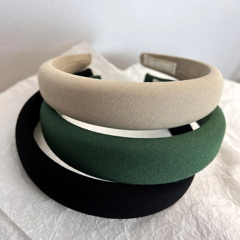 Padded Wide Brim Headband For Women Minimalist Solid Color Cloth Sponge Hair Hoop Korean Style Fashion Hair Accessory