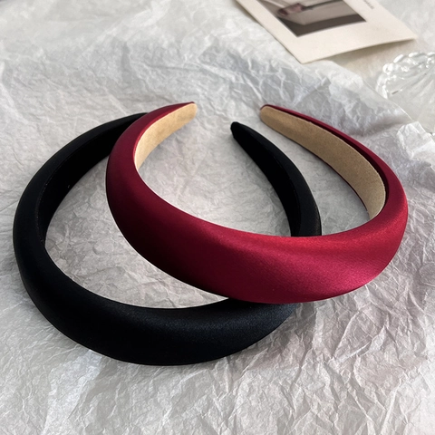 Elegant Satin Padded Headband High Top Hair Band Solid Color Vintage French Hair Hoop For Women Daily Party Hair Accessories