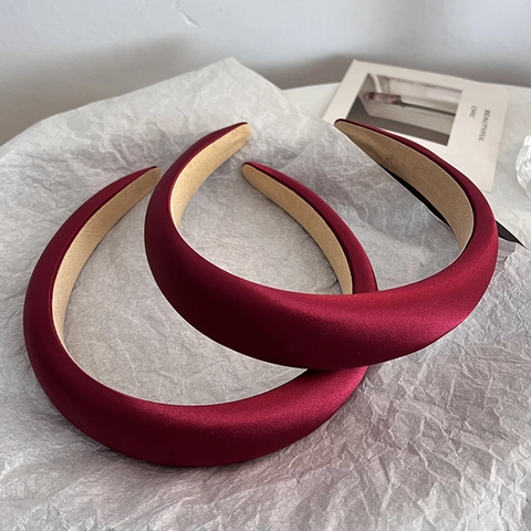 Elegant Satin Padded Headband High Top Hair Band Solid Color Vintage French Hair Hoop For Women Daily Party Hair Accessories