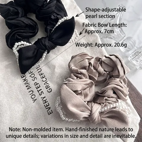 Eleganti Elastici in Raso Con Fiocco e Perle Artificiali per Donna Elastici per Capelli in Stile Francese Accessori per Capelli a Fiocco