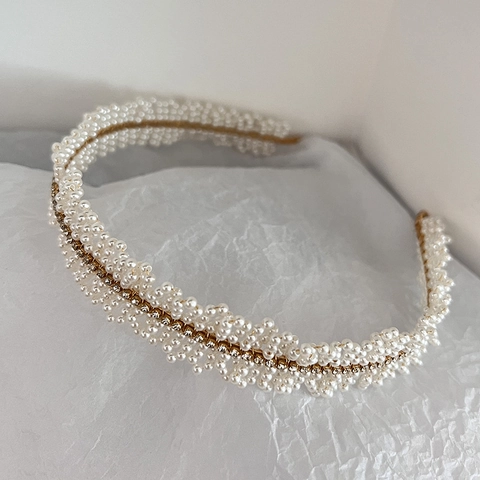 Elegante Cerchietto in Lega con Perle Artificiali e Strass Fatto a Mano Vintage per Matrimonio Festa Donna Accessori Capelli