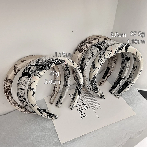 Diadema de Esponja Acolchada Vintage con Estampado de Toile De Jouy e Incienso para Mujer Tela de Satén Accesorio Cabello