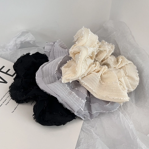 Französische Vintage Haargummis Mit Fransen Hoch Elastische Plissierte Haarbänder Süßer Haarschmuck Für Damen Alltag