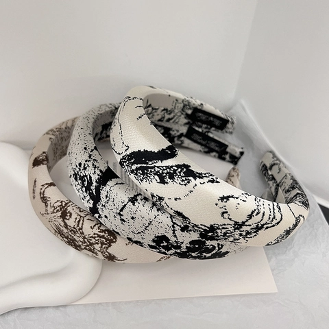 Diadema de Esponja Acolchada Vintage con Estampado de Toile De Jouy e Incienso para Mujer Tela de Satén Accesorio Cabello