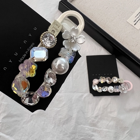 Koreanische Legierung Strass Künstliche Perle Haarspange Elegante Blume Seitenclip Good Luck Anhänger Damen Modeschmuck Geschenk