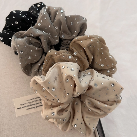 Elegante Rhinestone Haarschrunchie Stof Paardenstaarthouder Eenvoudig Hoge Elasticiteit Haarband Voor Vrouwen Dagelijks Feest