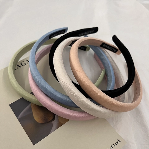 Macaron Fabric Wrapped Padded Headband Handmade Soft Sponge Hair Band Simple Versatile Daily Headpiece For Women