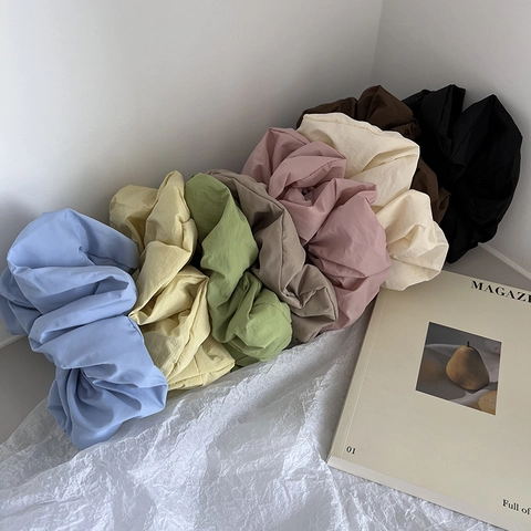 Oversized Minimalist Solid Color Padded Scrunchies French Style Large Pleated Hair Ties High Elastic Hair Rope Accessories For Women Girls
