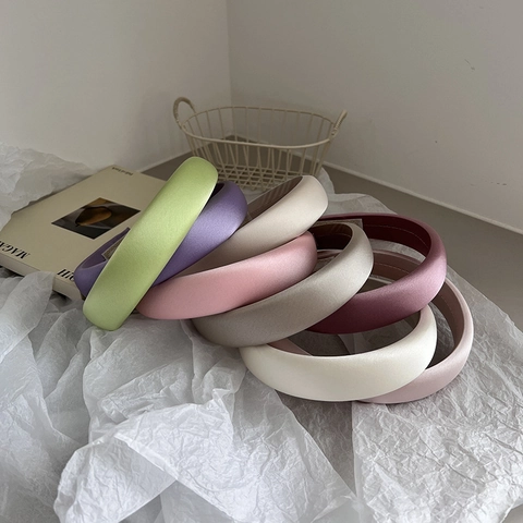 Vintage Französischer Stil Gepolstertes Haarband Für Damen Satin Finish Hoher Schädeltop Schwamm Dickes Breites Haarband Mode