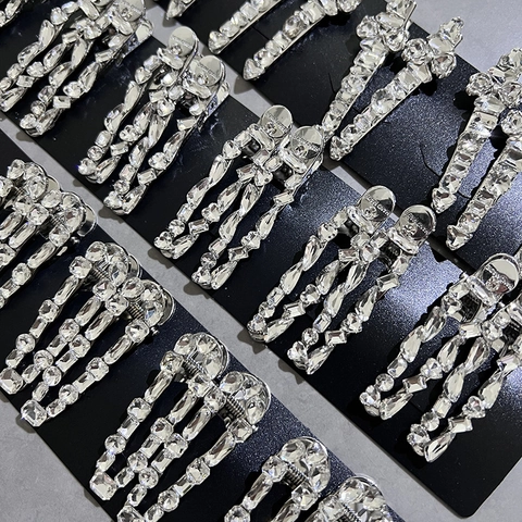 Fermaglio per Capelli a Becco d'Anatra in Lega di Strass Lucidi Elegante Barretta Laterale Argento Geometrica per Donna Gioielli per Capelli Quotidiani