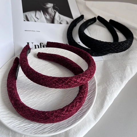 Cerchietto per Capelli Intrecciato Ispessito in Stile Francese per Donna Vintage Tinta Unita Elegante Accessori Capelli