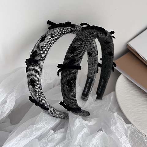 Vintage Tweed Strik Hoofdband Elegante Handgemaakte Stoffen Haarsieraden Voor Vrouwen Meisjes Mode Eenvoudige Haaraccessoires