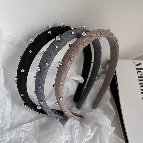 Handgemachtes Perlen Stoff Stirnband Für Damen High End Strass Haarband Senior Stil Mode Haarschmuck