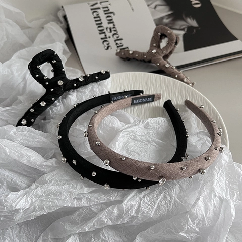 Handmade Cloth Rhinestone Hair Clip Headband Elegant Artificial Pearl Fashion Hair Accessories For Women Hair Styling