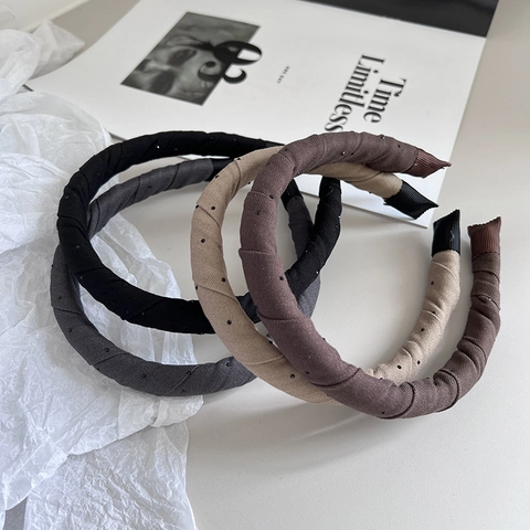 Cerchietto Imbottito Minimalista In Tessuto Saia Per Donna Cerchietto Per Capelli Con Stampa A Pois E Piccoli Strass Accessori Eleganti