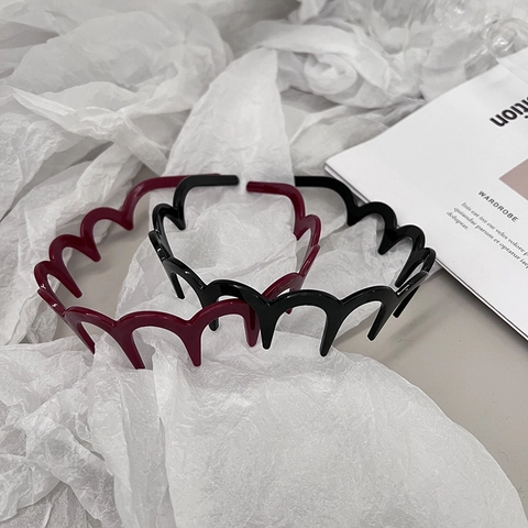Diadema en Zigzag Ondulada Antideslizante para Mujer Resina Plástica Brillante Banda para el Cabello de Moda Accesorios para el Cabello Hechos a Mano