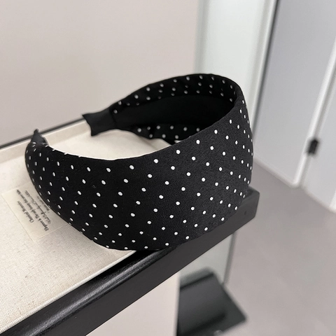 Cerchietto Largo a Pois Vintage per Donna Fascia per Capelli in Tessuto Retrò Accessori per Capelli alla Moda Elegante Copricapo