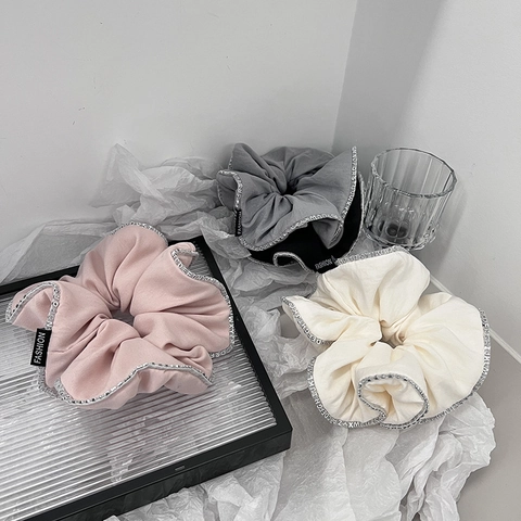 Mode Buchstabenrand Stoff Großer Haargummi Für Damen Elegante Handgemachte Elastische Haarbänder Kopfschmuck Haar Accessoires