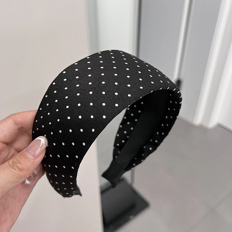 Cerchietto Largo a Pois Vintage per Donna Fascia per Capelli in Tessuto Retrò Accessori per Capelli alla Moda Elegante Copricapo