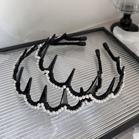 Elegante Cerchietto Dentato Ondulato Con Künstliche Perle Sintetiche Per Donna Cerchietto Gotico Con Punte Accessori Per Capelli Francesi
