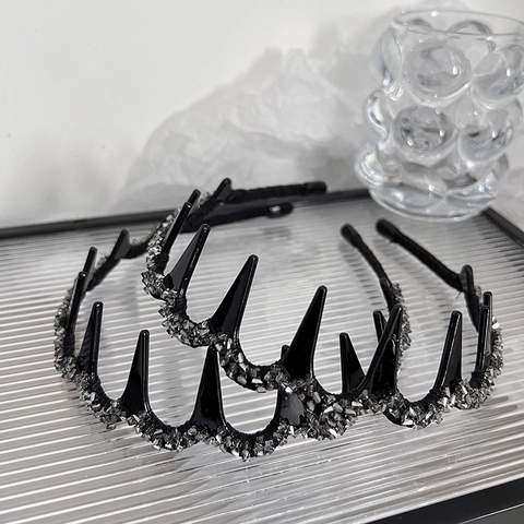 Cerchietto in Cristallo Strass con Denti per Donna Lussuoso Gothic Punk Spike Fascia per Capelli Elegante Accessori per Capelli