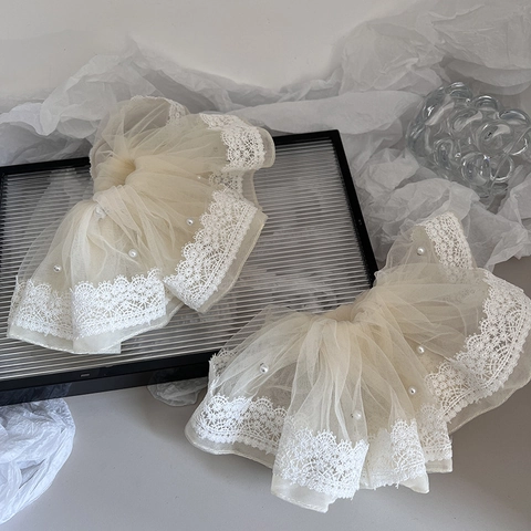 Elegante Elastico Per Capelli Oversize In Rete Di Pizzo Con Künstliche Perle Grande Fermaglio Per Capelli Per Matrimonio Festa Donna