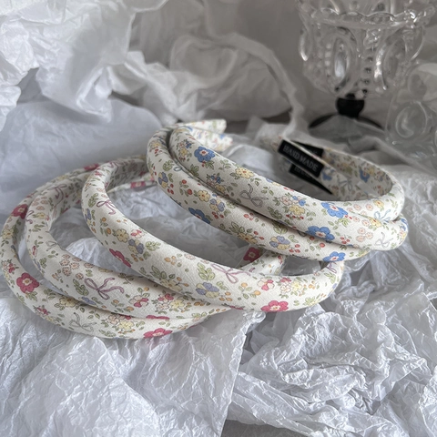 Französisch Vintage Floral Stoff Gepolstert Haarreif Für Damen Koreanischer Stil Frisch Blumen Stoff Haarband Handgefertigt Haarschmuck