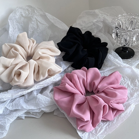 Elegant Oversized Fabric Scrunchies For Women Handmade Jumbo Elastic Hair Ties Korean Style Soft Solid Color Headwear Accessories