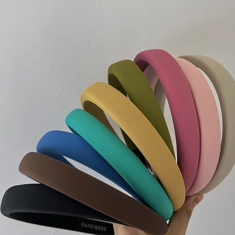 Solid Color Thickened Sponge Headband For Women Korean Style Simple Cloth Wrapped Handmade Hair Band Headwear Fashion Accessories