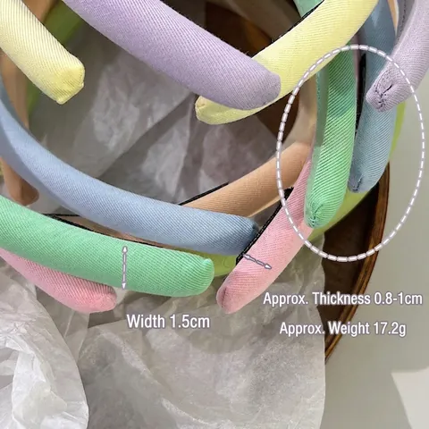 Cerchietto Imbottito in Spugna da Donna Tessuto Spesso Fatto a Mano Fascia per Capelli Colori Macaron Tinta Unita Accessori per Capelli
