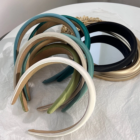 Cerchietto Imbottito in Raso Vintage per Donna Tinta Unita Design Alto Spugna Fascia per Capelli Retrò Stile Hepburn Accessori