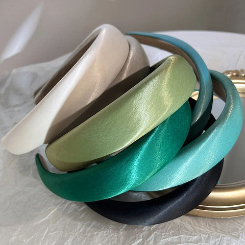 Cerchietto Imbottito in Raso Vintage per Donna Tinta Unita Design Alto Spugna Fascia per Capelli Retrò Stile Hepburn Accessori