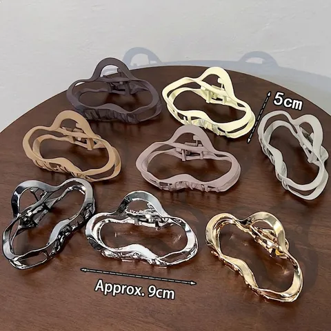 Pinza Para El Cabello Francesa Elegante Hueca Irregular Mate Brillante Aleación Sujetador De Cola De Cavallo Accesorio Moda Cabello Mujer