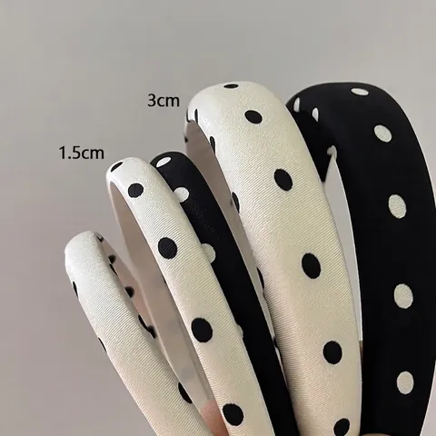 Cerchietto con Spugna a Pois Vintage Stile Francese Cima Alta Cerchietto per Capelli in Tessuto Imbottito Accessorio Donna